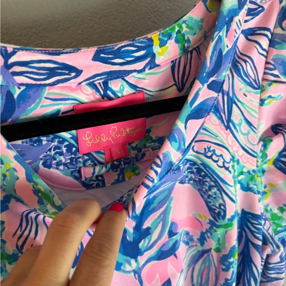 Lily Pulitzer Pink Floral Short Sleeve Tie-Waist Dress - Picture 2 of 3